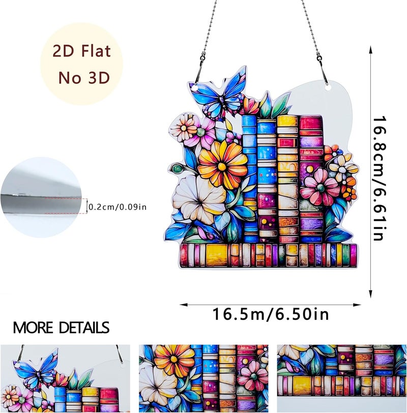 thmnj Book Flower Butterfly Ornaments Colorful Window Hanging Decorations Home Wall Decor for Indoor Outdoor - Image 2