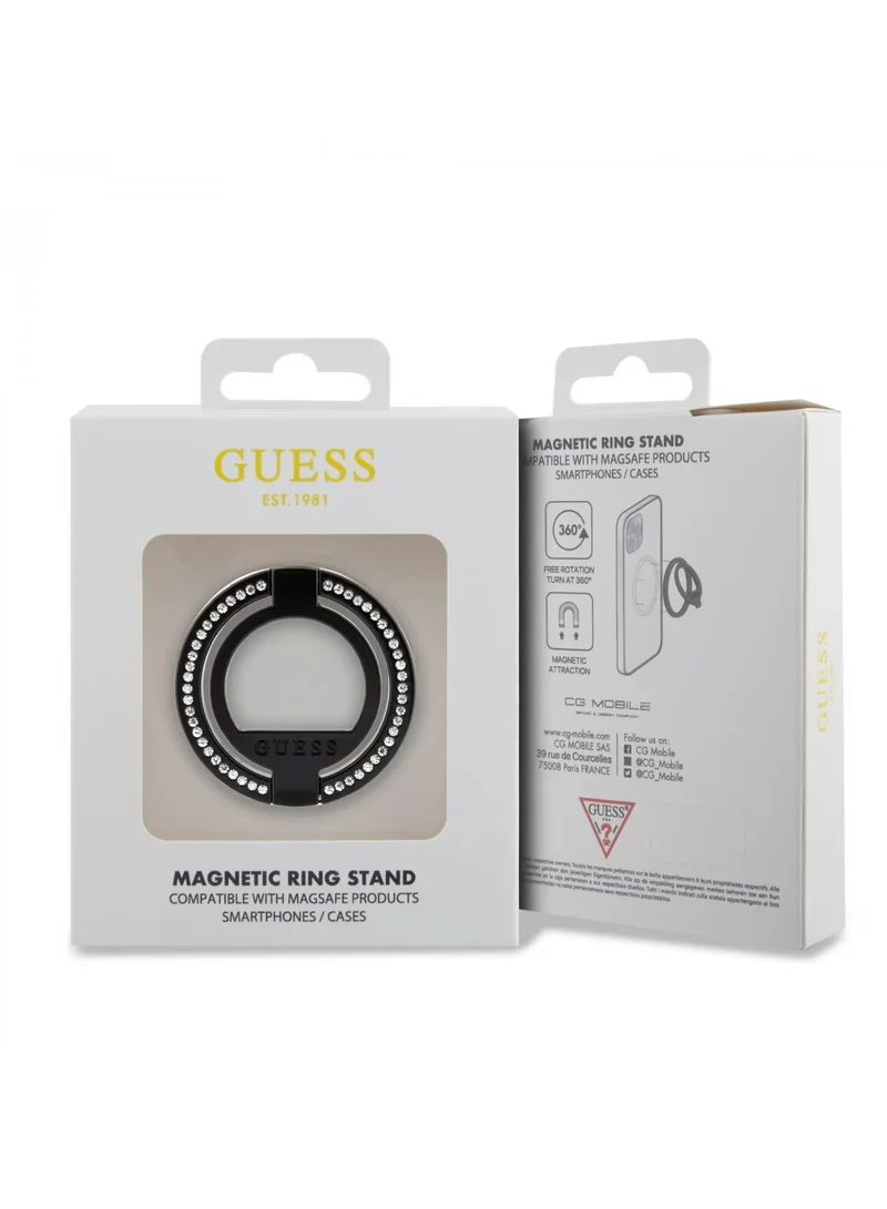GUESS Magsafe Ringstand with Rhinestones Modern and Practical Enhanced Device Stability- Black