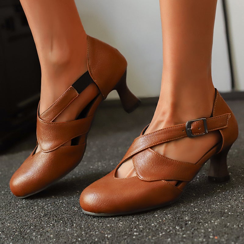 Lazada Outer Single 2025 Spring New High Heel Women'S Shoes 32-50 Size Size Round Head All-Match Side Empty Shoes Trendy - Image 2