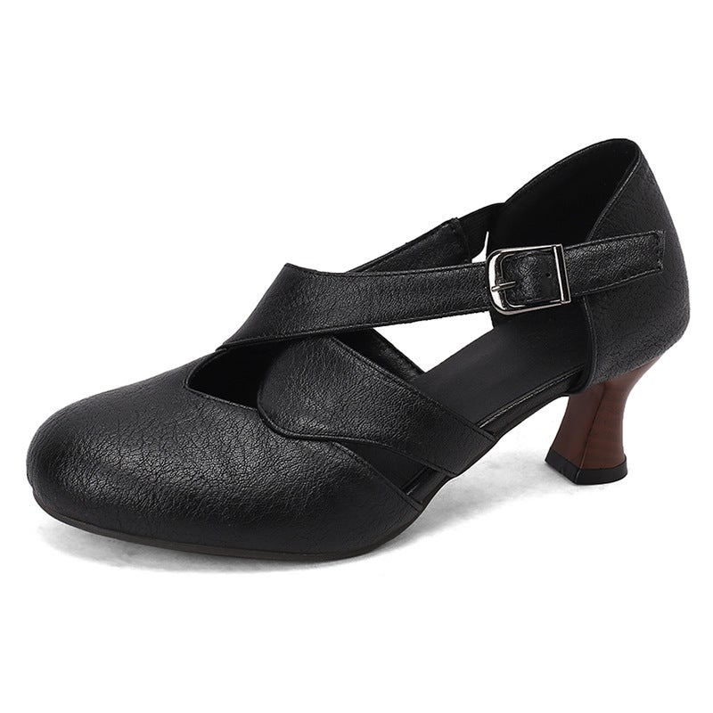 Lazada Outer Single 2025 Spring New High Heel Women'S Shoes 32-50 Size Size Round Head All-Match Side Empty Shoes Trendy - Image 1