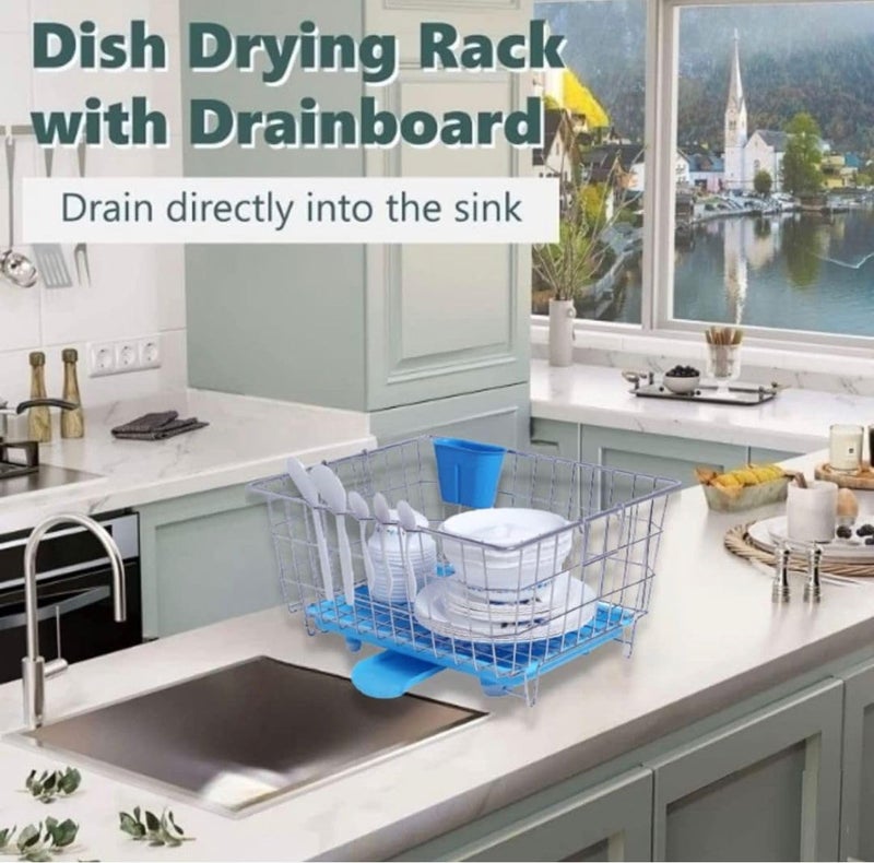 EASELIVING EASELIVING Stainless Steel Dish Drainer with Automatic Water Drain Tray Durable Utensils Basket with Spoon Holder Dish Rack for Kitchen Organization Large Size 56x43x19 cm  - Image 5