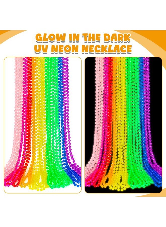 EOBOH 12PCS Mardi Gras Beads Neon, Glow in the Dark Metallic 8 Kinds of Color Bead Necklaces, 33" Beaded Necklace Costume Party Favor Supplies for Festival Parade Throw Accessories Wedding Birthday - Image 3