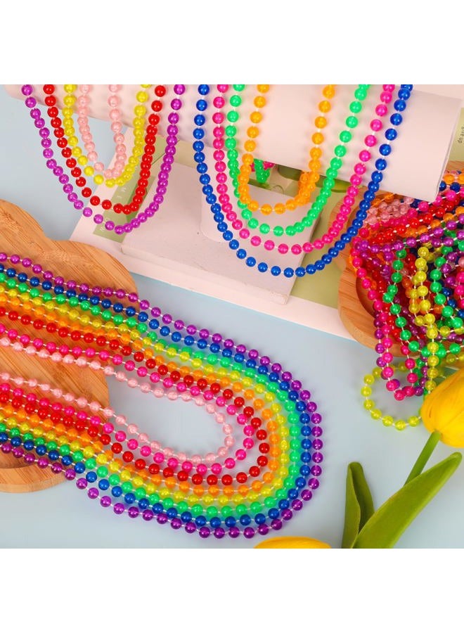 EOBOH 12PCS Mardi Gras Beads Neon, Glow in the Dark Metallic 8 Kinds of Color Bead Necklaces, 33" Beaded Necklace Costume Party Favor Supplies for Festival Parade Throw Accessories Wedding Birthday - Image 4