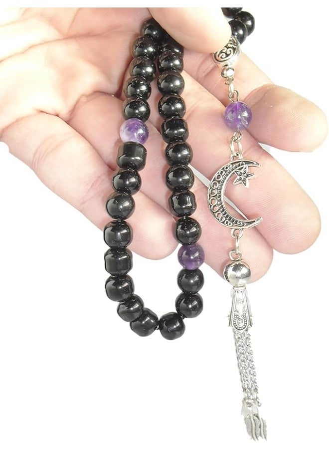 Handmade Rosary – A Unique Combination of Agate Stones with Natural Amethyst Stone for Daily Meditation, Prayer, Positivity & Peace – Perfect Gift for Any Occasion - Image 5