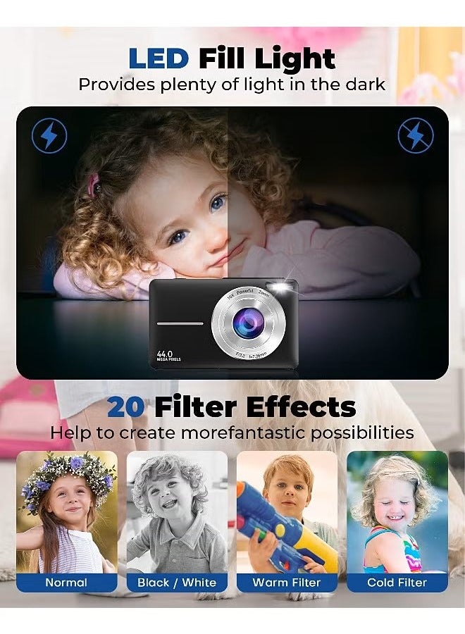 Generic Autofocus Digital Camera for Kids - FHD 1080P 44MP - Rechargeable Compact Mini Camera with 16X Digital - Portable Pocket Camera - With 32GB Memory Card - Image 5