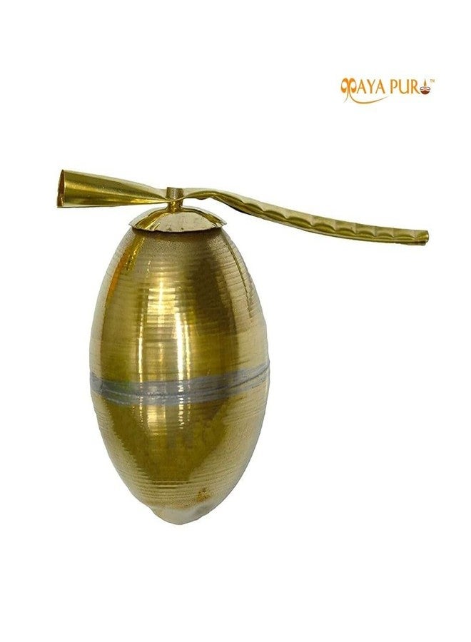 MAYAPURI Nariyal/Daab/Brass Coconut for Puja (Golden), Standard Size (Pack of 1) - Image 2