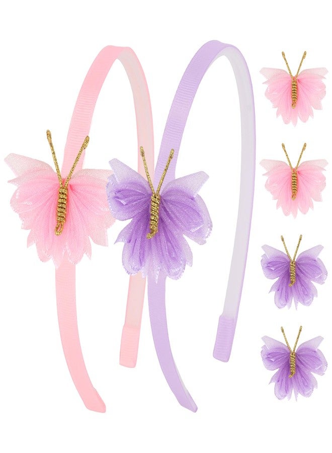 Wecoe Headbands & Hair Clips Set for Girls Cute Butterfly Headbands Alligator Clips for Toddlers Kids Teens Children Hairbands Hair Accessories for Girls - Image 1
