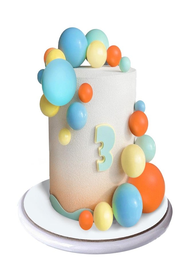 DRWATE Ball Cake Topper Yellow Blue Orange Balls Cake Decoration for Boho Birthday Supplies (Style 1) - Image 1