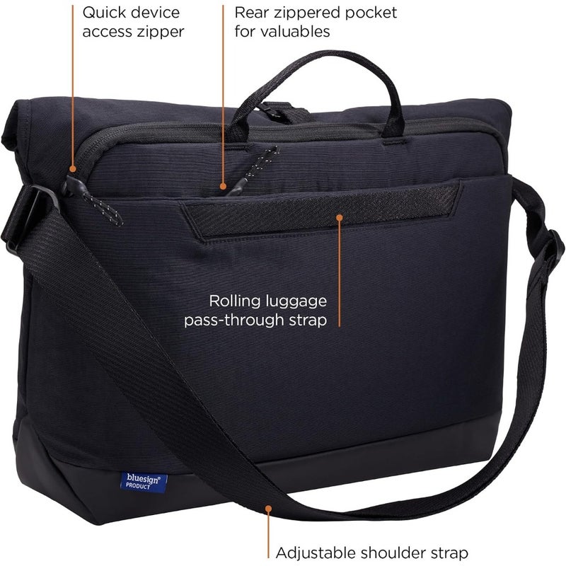 Crossbody shoulder bag for daily commute, premium polyester fabric, classic black, lightweight and water-resistant with adjustable strap - Image 5