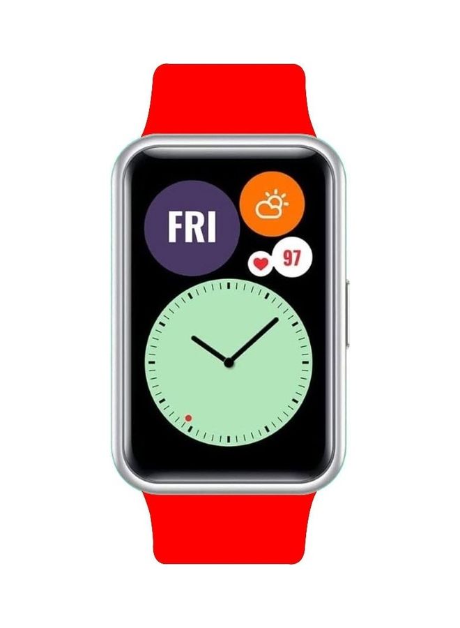 Loquat Adjustable Silicone Sport Watch Bands Replacement Wristband Compatible With Huawei Watch Fit 2 Strap Red - Image 3