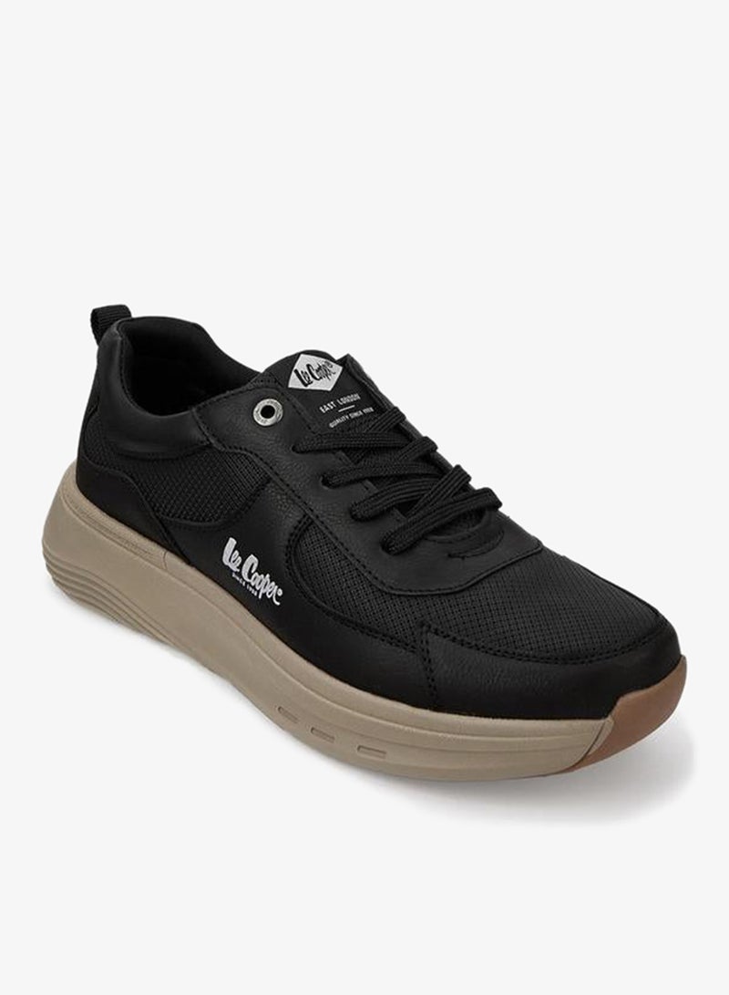 Lee Cooper Men's Solid Lace-Up Sneakers with Pull Tabs - Image 3