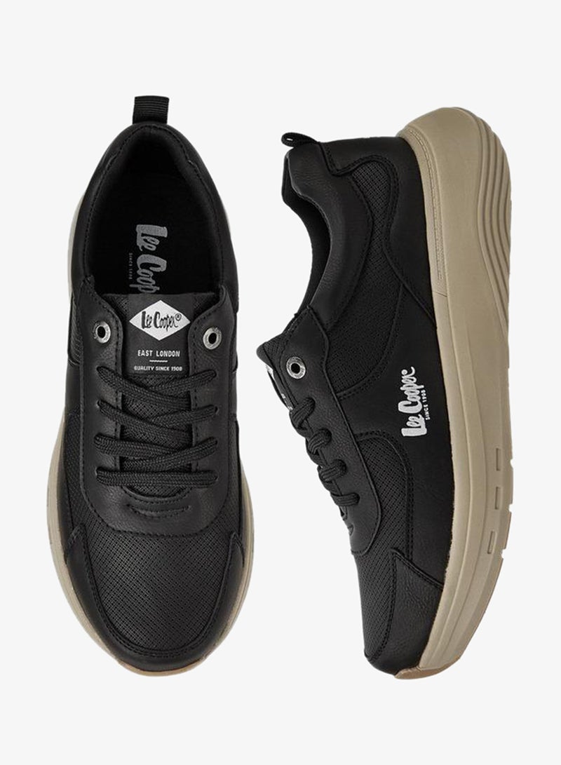 Lee Cooper Men's Solid Lace-Up Sneakers with Pull Tabs - Image 2