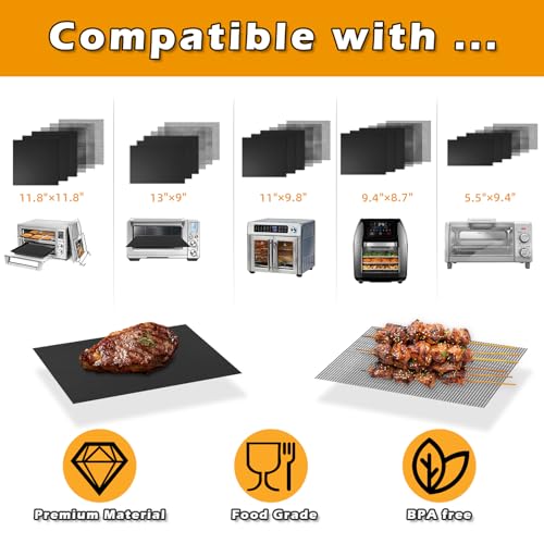 JAYOBGO Reusable Air Fryer Liners for Breville Smart Oven Air Fryer Pro BOV900BSS, Ninja Foodi, Non-Stick, 3x Liners + 3x Mesh - Image 2