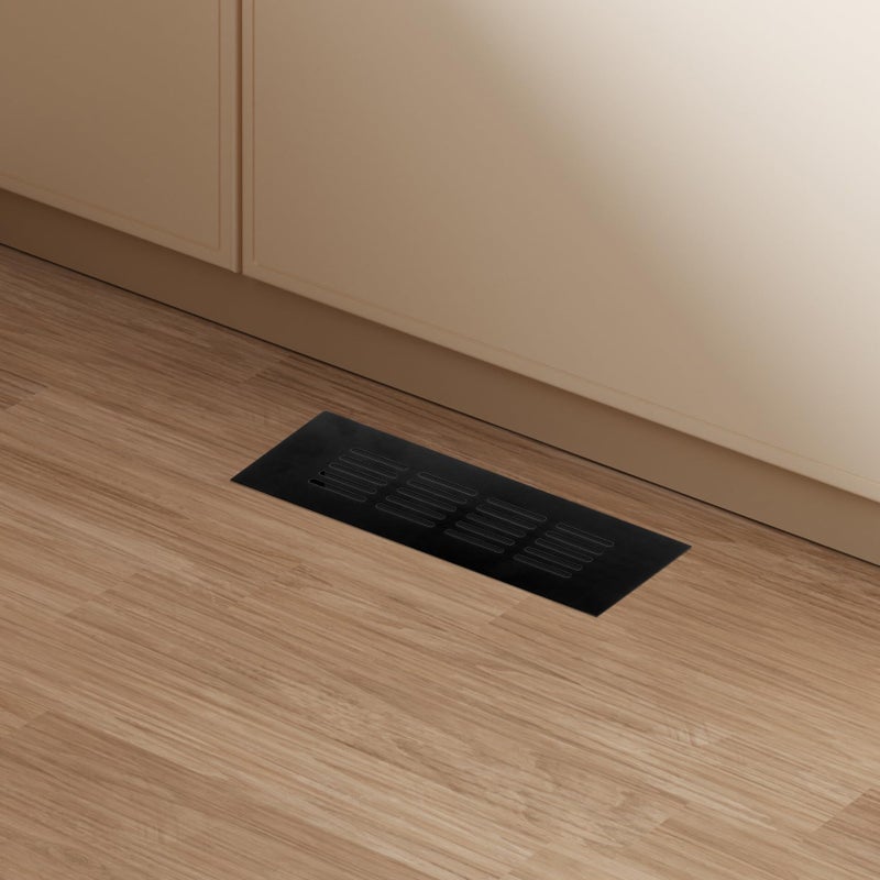 Geesatis Air Vent Covers for Floor, Cabinet, Wall, Ceiling â€“ Heavy Duty Rust-Proof Aluminum Grille with Screws, 2 Pack, Black (9.8'' x 2" Outer Size, Fits 8.58'' x 1.3" Duct Openings) - Image 4