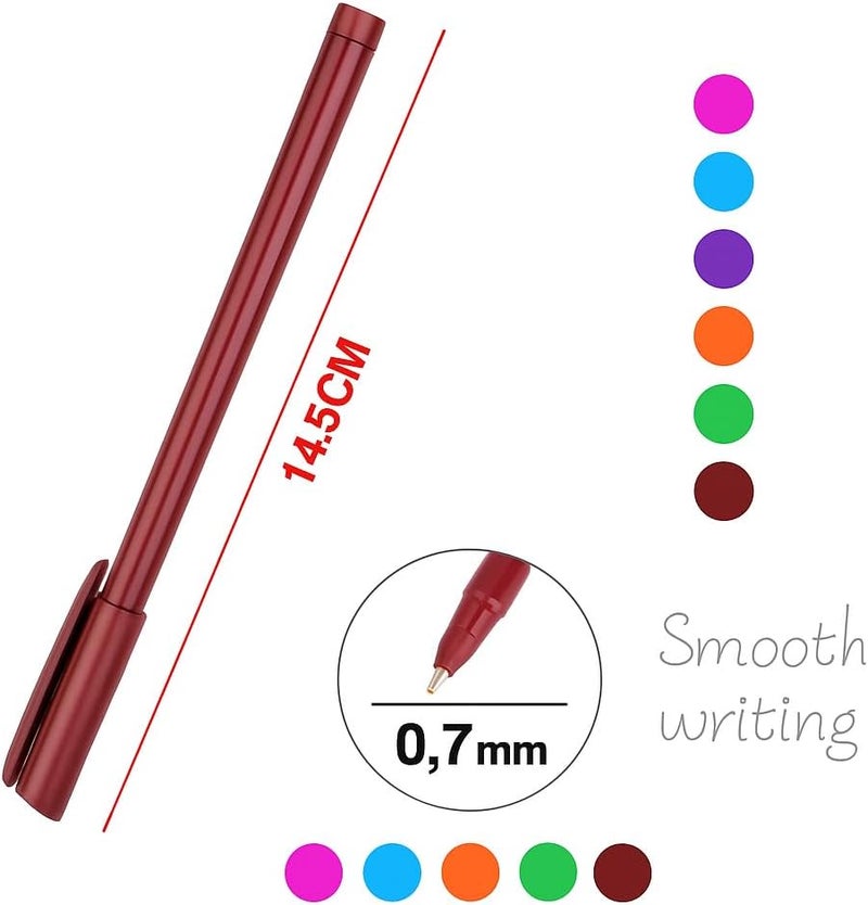 Fitto 6 Pieces 0.7cm Ballpoint Pens, 14.5cm, Assorted Colors