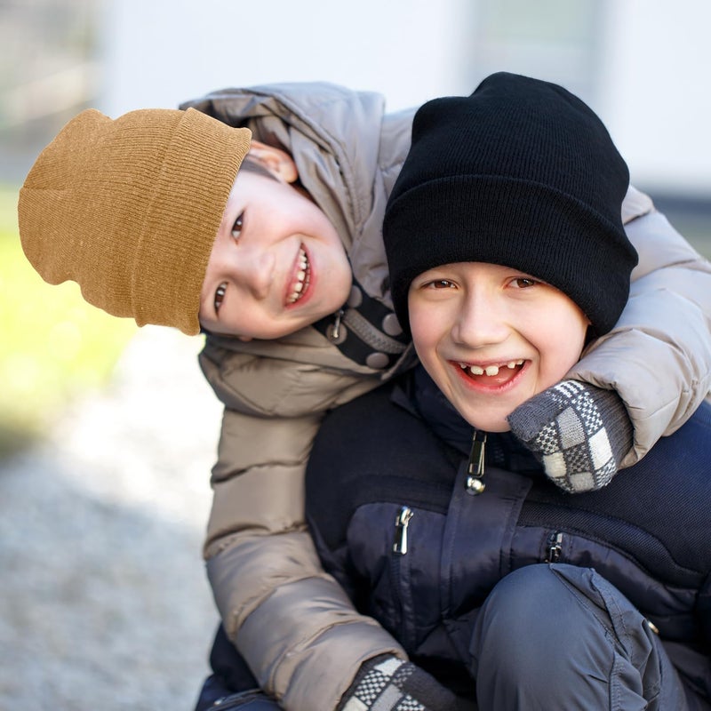 MENOLY 4 Pack Winter Beanies Stretch Knit Beanie Hat Cap for Girls Boys, 4 Color - Image 4