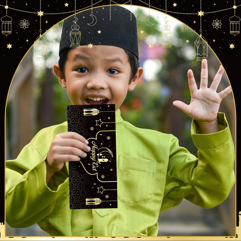 Noveread 150 Pcs Eid Mubarak Money Envelopes 6.5x2.88 Inch Cash Gift Card Holders Pocket Ramadan Gift Envelopes for Money for Holiday Party Supplies Celebrations Decorations(Black Silhouette) - Image 3