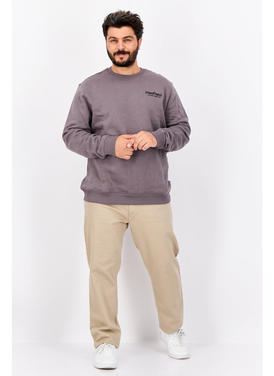 Penfield Men Crew Neck Brand Logo Long Sleeves Sweatshirt, Grey  - Image 4
