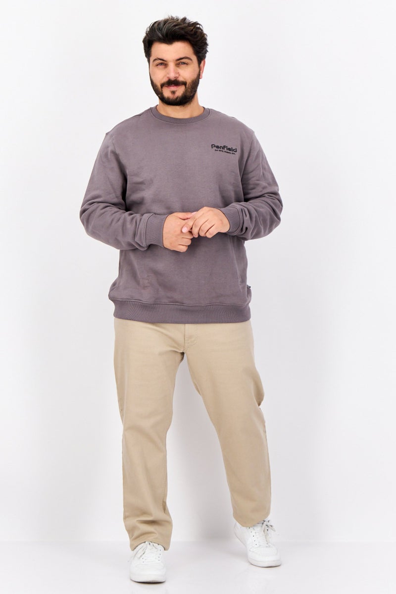 Penfield سويت شيرت رجالي بأكمام طويلة وياقة دائرية بشعار العلامة التجارية، رمادي - Image 4