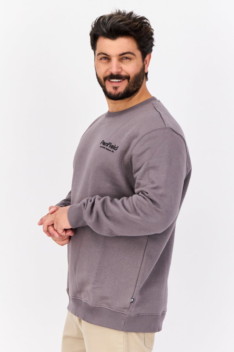 Penfield سويت شيرت رجالي بأكمام طويلة وياقة دائرية بشعار العلامة التجارية، رمادي - Image 2