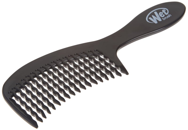 Wet Brush Detangling Comb, Black - Wide Tooth Hair Detangler with WaveTooth Design that Gently and Glides Through Tangles - Brush Throough Conditioner and Hair Masks - Gentle On Scalp and Pain-Free