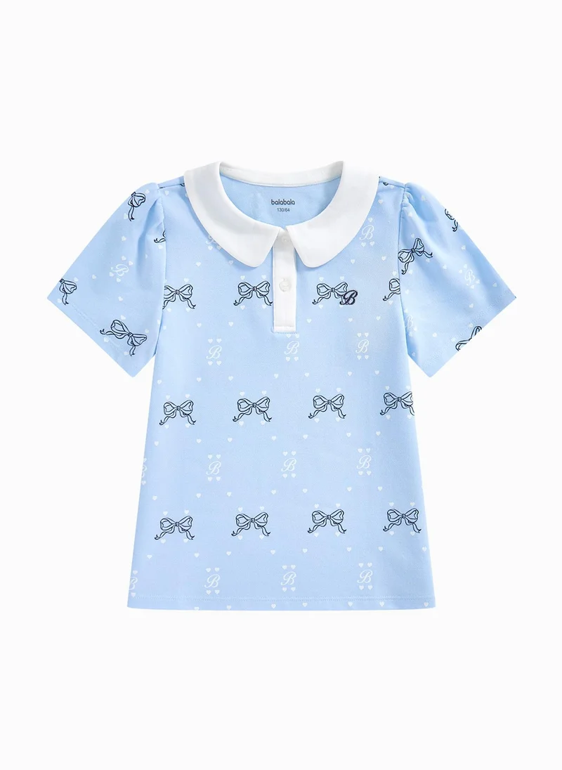 Balabala Kids Girl Lapel Short-Sleeved T-Shirt