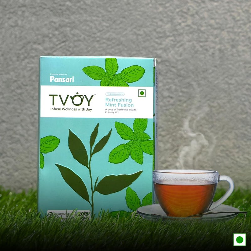 TVOY Moroccan Mint Green Tea | Organic Pyramid Tea Bags | 20 Biodegradable Non-Carcinogenic Pyramid Bags | Refreshing Herbal Blend with Pure Moroccan Mint | Antioxidant-Rich & Stress-Relieving Drink - Image 2