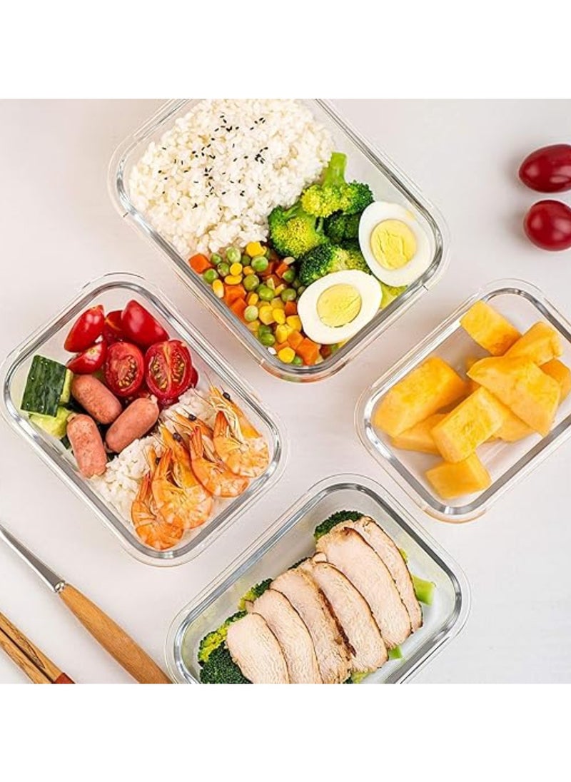 TYCOM Glass Meal Prep Containers (10 pcs Rectangle) - Glass Food Storage Containers with Lids, Glass Lunch Box, Portion Control, Airtight, Glass Bento Box Lunch Containers- 10P Rectangle Green  - Image 4