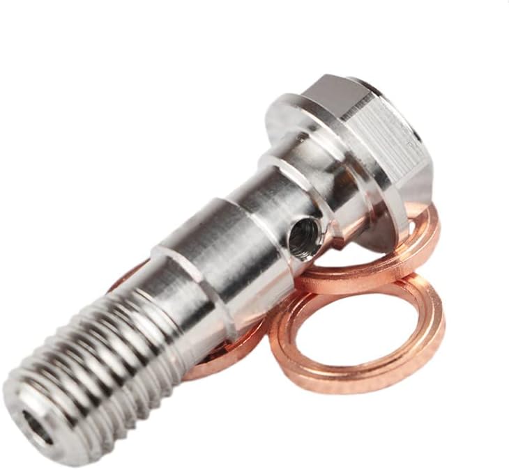 LE LEFOSSI Universal M10x1.25 Stainless Steel Double Hydraulic Brake Banjo Bolt with Copper Washers - Image 3