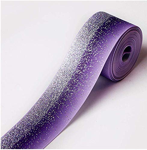 Tvoip Tie Dye Glitter Rainbow Polyester Grosgrain Tape Ribbon Grosgrain Ribbons 1-1/2"(38mm) x10 Yards for Hair Bows Wedding Gift Packing Wrap (Purple) - Image 5