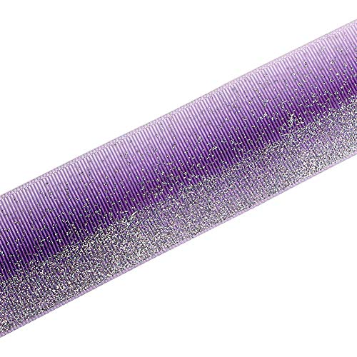 Tvoip Tie Dye Glitter Rainbow Polyester Grosgrain Tape Ribbon Grosgrain Ribbons 1-1/2"(38mm) x10 Yards for Hair Bows Wedding Gift Packing Wrap (Purple) - Image 3