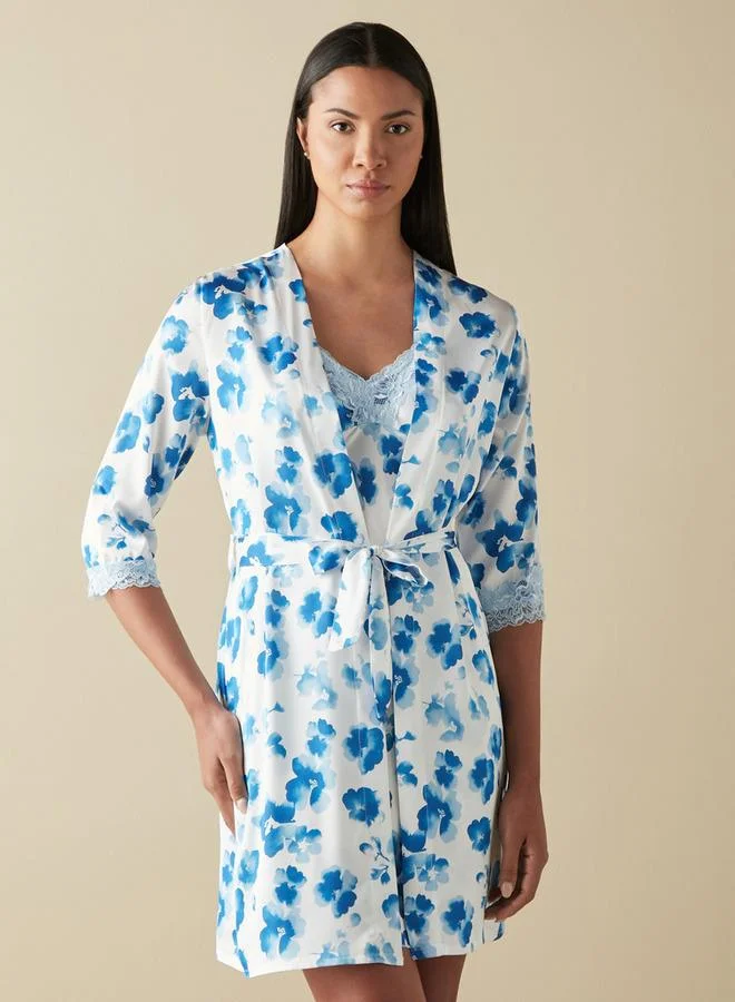 سبلاش فيڤ طقم فستان نوم وروب بطبعات زهور شامل