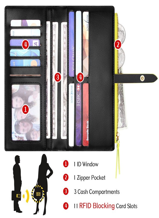 YOUBDM Slim Wallets for Women Credit Card Holder RFID Bifold Clutch Wallets Checkbook with Zipper Pocket - Image 3