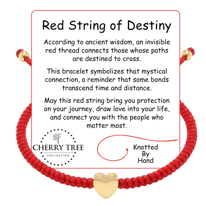 Cherry Tree Collection Lucky Red String - Heart Bracelet - for Protection & Good Luck â€“ Adjustable Red Thread Bracelet for Men & Women, Bracelet for Protection, Luck and Abundance - Heart - Image 2