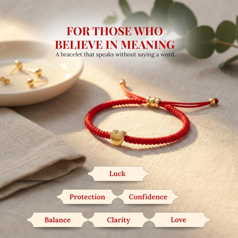 Cherry Tree Collection Lucky Red String - Heart Bracelet - for Protection & Good Luck â€“ Adjustable Red Thread Bracelet for Men & Women, Bracelet for Protection, Luck and Abundance - Heart - Image 5