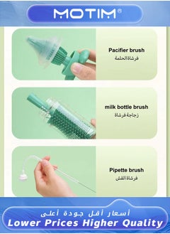Motim Baby Bottle Brush Cleaning Set Silicone Baby Bottles Brush with 360°Rotation and Long Handle Soft Touch No Scratch Cleaning Brush Small Bottle Silica Cleaner Brushes Set  - Image 3
