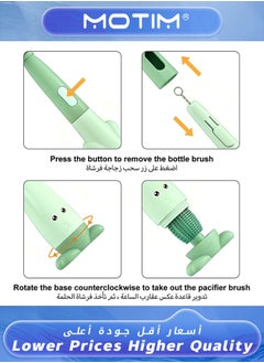 Motim Baby Bottle Brush Cleaning Set Silicone Baby Bottles Brush with 360°Rotation and Long Handle Soft Touch No Scratch Cleaning Brush Small Bottle Silica Cleaner Brushes Set  - Image 5