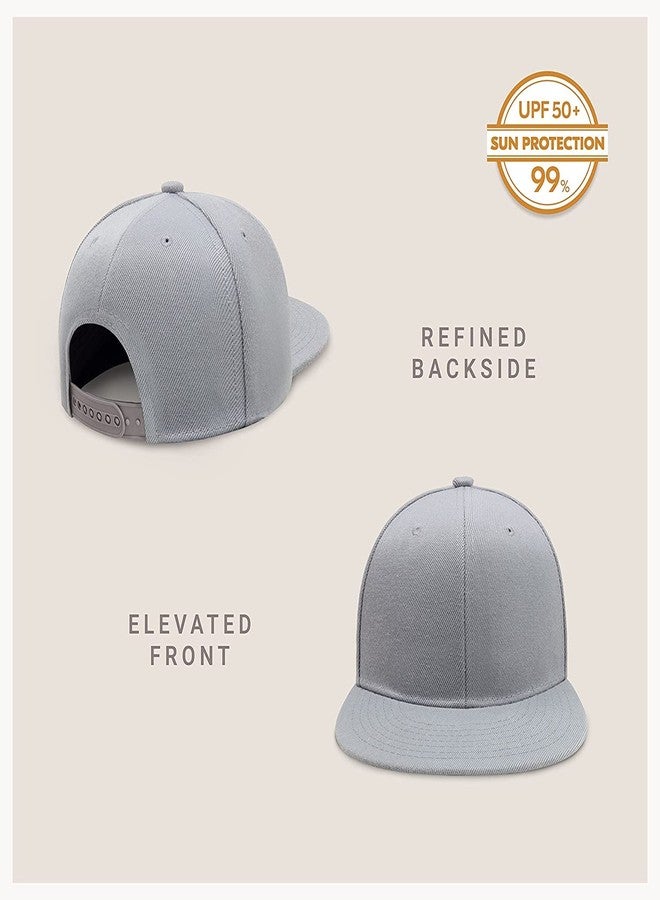 Missby® Men's Cotton Classic Flat Brim Hip-Hop Snapback Cap (Grey), Free Size - Image 3