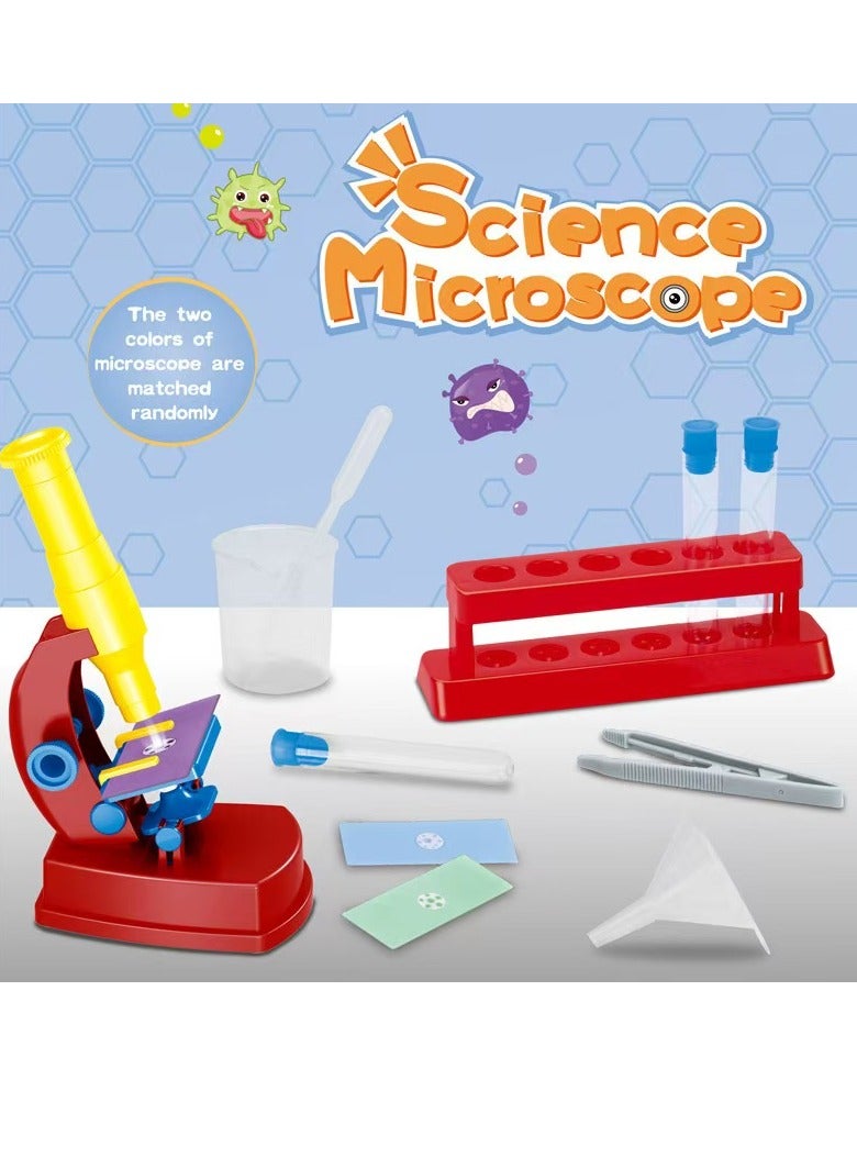 Generic Children's STEM microscope educational toy DIY self-assembly mini lighting teaching scientific experiment set, puzzle toys to cultivate children's interest, allowing children to observe the new world - Image 1