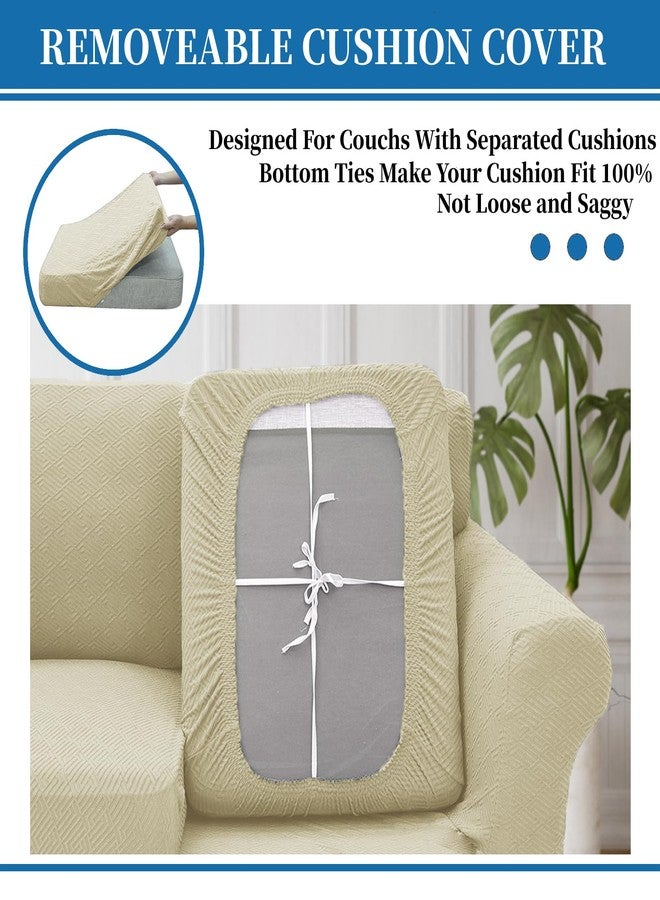 XINEAGE Newest 4 Pieces Couch Covers for 3 Cushion Couch Super Stretch Thick Soft Sofa Cover Anti Slip Sofa Slipcover Dogs Cats Furniture Protector (Light Beige, 71"-91") - Image 4