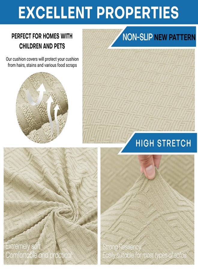 XINEAGE Newest 4 Pieces Couch Covers for 3 Cushion Couch Super Stretch Thick Soft Sofa Cover Anti Slip Sofa Slipcover Dogs Cats Furniture Protector (Light Beige, 71"-91") - Image 3