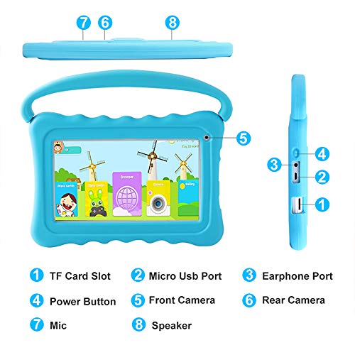 UJoyFeel Kids Tablets7 inch Toddler Tablet for Kids Edition Tablets with WiFi Dual Camera Children’s Tablets for Toddlers 32GB Android with Parental Controls Shockproof Case Tablet for kids ages 3-14(Blue） - Image 5