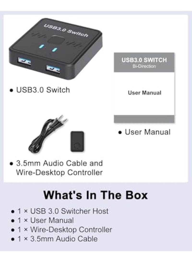 SYOSI USB Switch, USB-A Selector 1 in 2 Out / 2 in 1 Out, Splitter for Printer, Keyboard, Scanner, Mouse, Share One USB-A Device Between Two Computers, Compatible with Mac, Win, Linux (Black) - Image 4