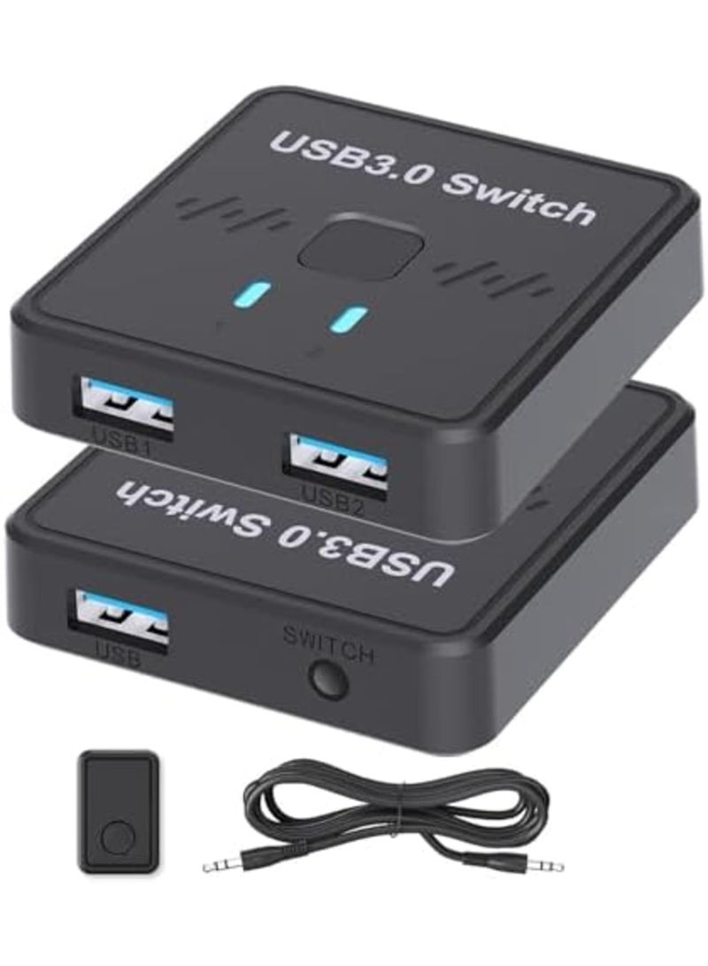 SYOSI USB Switch, USB-A Selector 1 in 2 Out / 2 in 1 Out, Splitter for Printer, Keyboard, Scanner, Mouse, Share One USB-A Device Between Two Computers, Compatible with Mac, Win, Linux (Black) - Image 1