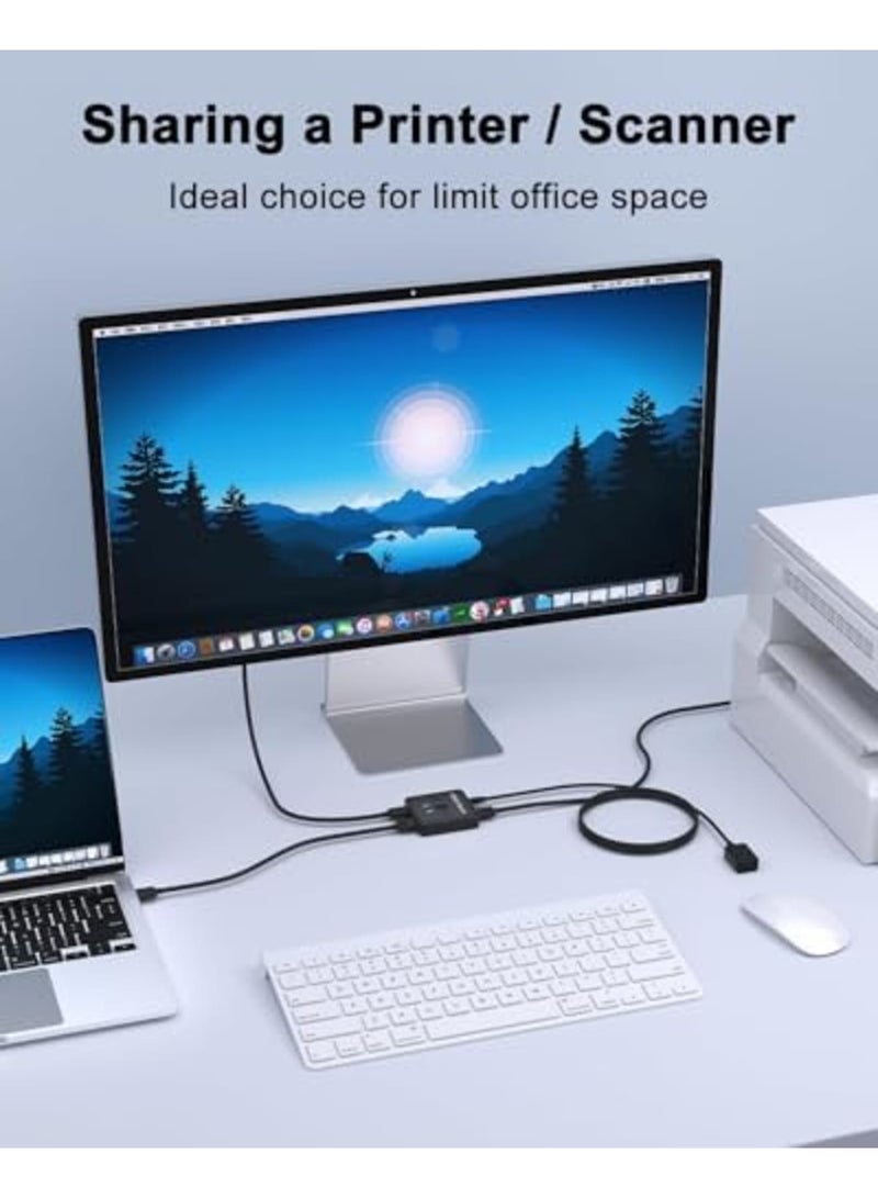 SYOSI USB Switch, USB-A Selector 1 in 2 Out / 2 in 1 Out, Splitter for Printer, Keyboard, Scanner, Mouse, Share One USB-A Device Between Two Computers, Compatible with Mac, Win, Linux (Black) - Image 5