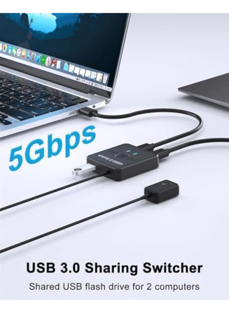 SYOSI USB Switch, USB-A Selector 1 in 2 Out / 2 in 1 Out, Splitter for Printer, Keyboard, Scanner, Mouse, Share One USB-A Device Between Two Computers, Compatible with Mac, Win, Linux (Black) - Image 3