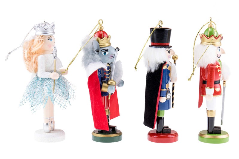 Clever Creations Nutcracker Suite 4 Pack 5 Inch Traditional Wooden Nutcracker Ornaments, Festive Christmas Tree Décor - Image 2