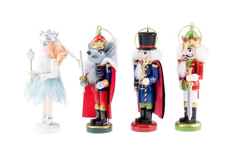 Clever Creations Nutcracker Suite 4 Pack 5 Inch Traditional Wooden Nutcracker Ornaments, Festive Christmas Tree Décor - Image 4