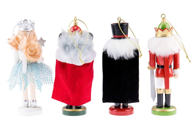 Clever Creations Nutcracker Suite 4 Pack 5 Inch Traditional Wooden Nutcracker Ornaments, Festive Christmas Tree Décor - Image 3