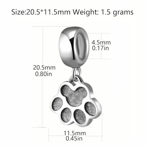 LAMOONY Dog Paw Charm 925 Sterling Silver Pet Pendant Animal Bead for Pandora Charms Bracelet Gift for Anniversary Birthday Christmas Day - Image 2